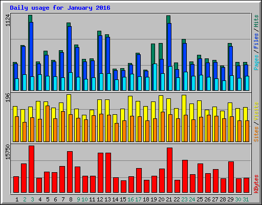 Daily usage for January 2016