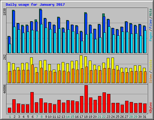 Daily usage for January 2017