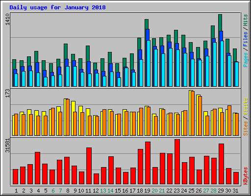 Daily usage for January 2018