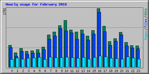 Hourly usage for February 2016